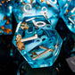DND Dice Blue Liquid Core Dice Set with Metal Box, Handmade Sharp Edge D and D Polyhedral Dice for use with RPG D&D Role Playing Game