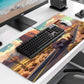 Digital Oil Painting Grassland Road Mouse Pad, Natural Mountain Scenery Game Computer Keyboard Pad, Anti Slip Mouse Desk Pad for Home Office and Study 35.4 x 15.7 x 0.12 Inches