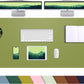 Leather Desk pad Protector, Large Desk mat with Natural Cork & PU Leather,Mouse pad,Non-Slip Office Desk Mat,Waterproof Desk Writing Pad for Office and Home (47in*17in, Olive Green)