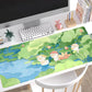 Green Cute Anime Desk Mat Kawaii Cartoon Ducks Gaming Mouse Pad XXL Large Anime Girl Gamer Mousepad Women Office Decor Desk Pad Aesthetic Lotus Leaf Laptop Keyboard Pad Computer Mat 31.5x15.75 in