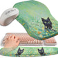 2-in-1 Ergonomic Set, Wave Keyboard Wrist Rest and Massage Slope Mouse Pad Wrist Support, Rebound Memory Foam for Relieve Carpal Tunnel Syndrome and Wrist Pain (Oil Painting Cats)