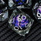 ARUOHHA DND Resin Dice Dragon Eye Dice Liquid Core Purple Sharp Edged Dice Set with Gift Box, Dungeons Polyhedral D and D Dice Set Compatible with D&D Role Playing Game D20 D12 D10 D8 D6