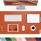 Leather Desk pad Protector, Large Desk mat with Natural Cork & PU Leather,Mouse pad,Non-Slip Office Desk Mat,Waterproof Desk Writing Pad for Office and Home (35in*17in, Orange)