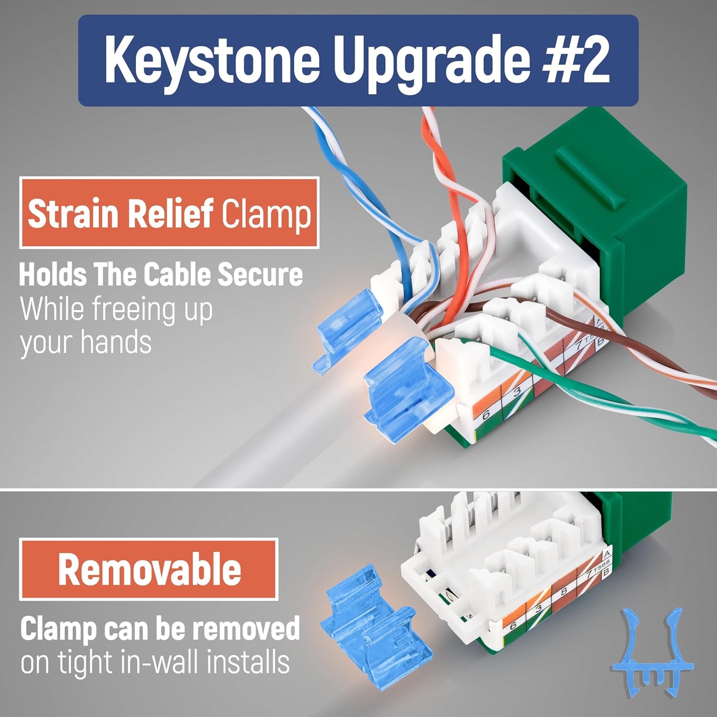 Everest 45° Angled RJ45 Cat5e Keystone Jacks 50-Pack in Green - Slim Profile Female RJ45 Connectors - Cat 5e Keystone Jack - Compatible with 45° Angled Speed Termination Tool - 45Term (B0BL3GS7ZY)