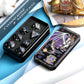 Glitter Blue D&D Metal Dice, DNDND 7 PCS Flower Metallic DND Dice Set with Gorgeous Gift Case for Dungeons and Dragon Tabletop Game (Matte Black with Glitter Blue Flower)