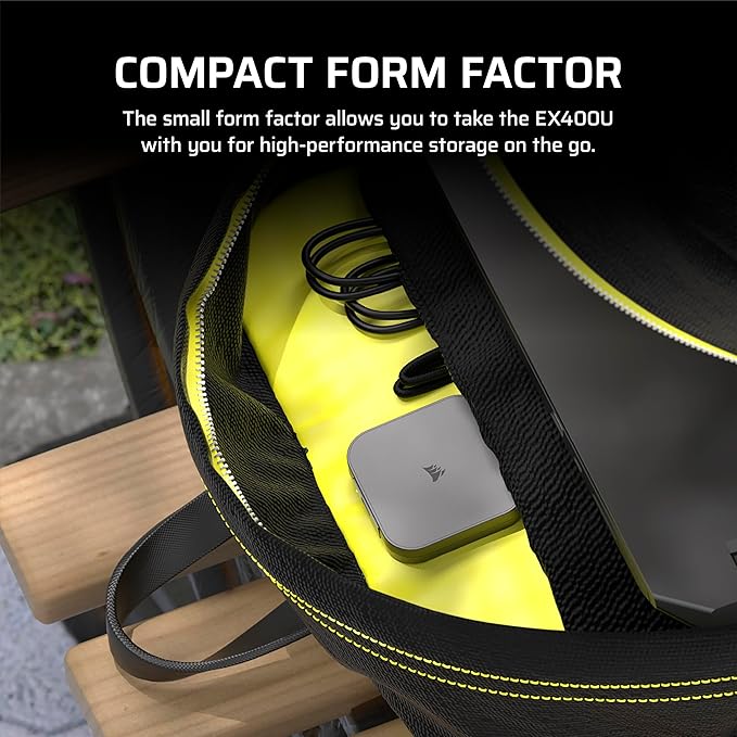 Corsair EX400U 2TB USB4 Portable External Type-C SSD – Up to 4,000MB/s Read, 3,600MB/s Write, USB 3.2 Gen2 2x2, Plug and Play, Thunderbolt 4, MagSafe, Includes 40Gbps Cable, Windows PC, iOS Mac – Gray