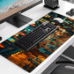 Cute Japanese Street Desk Mat, Anime Tokyo Street Night Scene Large Mouse Mat XXL, Computer Desk Mat 35.4 x 15.7 x 0.12 Inches