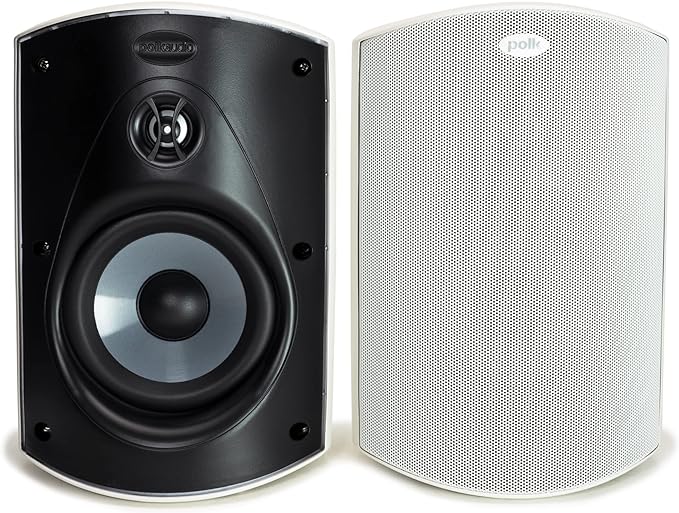 Polk Audio Atrium 5 Outdoor Speakers Wired with Powerful Bass (Pair, White), All-Weather Durability, Broad Sound Coverage, Speed-Lock Mounting System (Pack of 6)