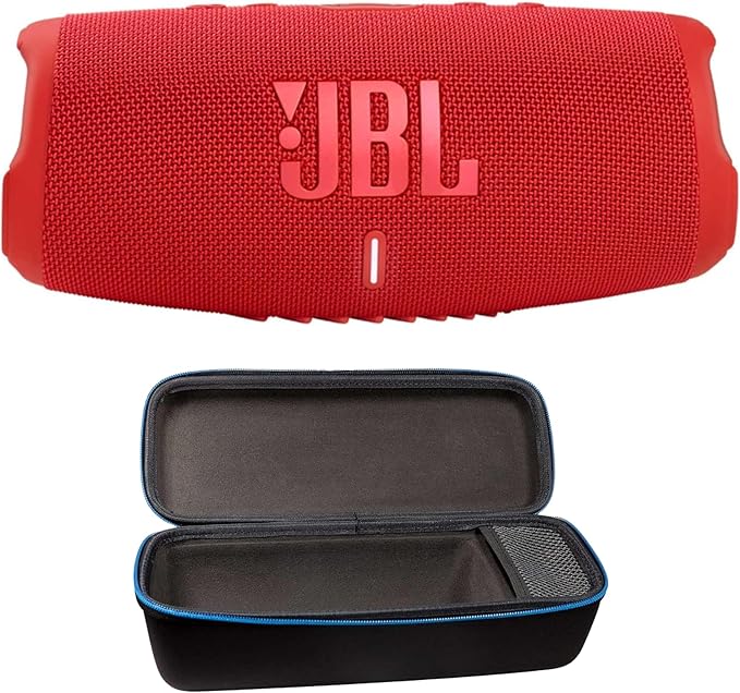 JBL Charge 5 (Red) + Bundle with divvi! Protective Hardshell Case (Black)