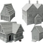 Paintable Tabletop Miniature Little Town Building Terrains Compatible with RPG War Games - 18mm Scale Dioramas Building Set Scenery with Medieval Architecture Style by HAUTICO (HVillageHouses2-1)