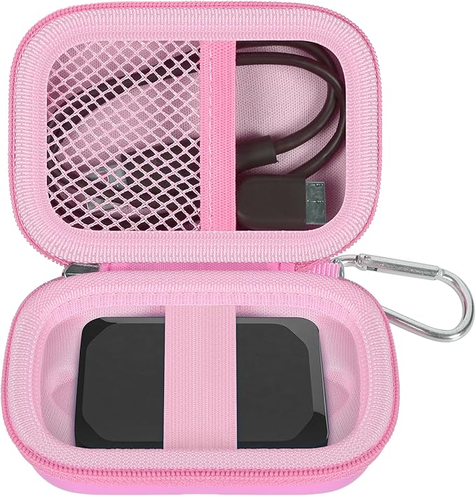 ANKHOH Carrying Case Compatible with Crucial X10/ X9 Pro 4TB/ 2TB/ 1TB Portable SSD, External Solid State Drive Hard Storage Holder Bag Fits for USB-C Cable (Box Only) (Pink)