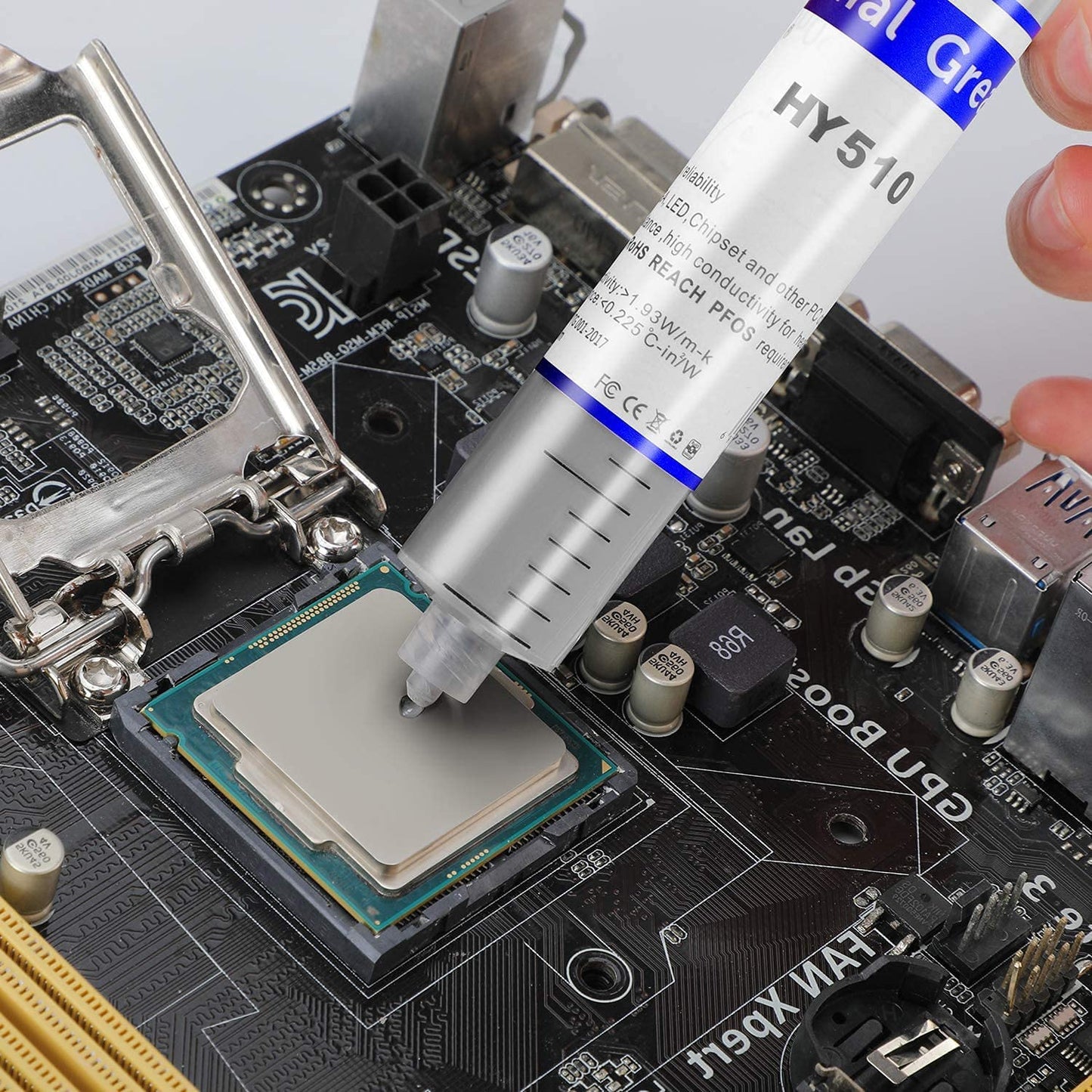 HY510-50g (25g*2) Thermal Conductivity: >1.93W/m-k CPU Thermal heatsink Paste Silicone Grease Compound Non-Conductive for pc CPU gpu PS4 50 Gram