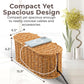 Cable Management Box, Handmade Rattan Cable Organizer, 2 Open Slots Cords Hider Box, Under Desk Cord Organizer for Computer Router USB Hub & Power Strip, Patent Pending, 15.9" x 6.5" x 6.5", Natural