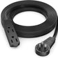 Maximm Cable 15 Ft 360° Rotating Flat Plug Extension Cord/Wire, 16 AWG Multi 3 Outlet Extension Wire, 3 Prong Grounded Wire - Black - UL Certified