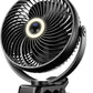 Koonie 10000mAh Portable Clip on Fan with LED Lantern and Hook, 8'' Battery Operated Desk Fan, Quiet Camping Fan with LED Digital Display, 360° Rotation & 3 Speeds for Travel Tent Gym Treadmill