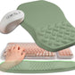 2-in-1 Ergonomic Set, Wave Keyboard Wrist Rest and Massage Slope Mouse Pad Wrist Support, Rebound Memory Foam for Relieve Carpal Tunnel Syndrome and Wrist Pain (Olive Green)
