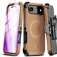 M MYBAT PRO for iPhone Air Case with Belt Clip Holster, [Compatible with Magsafe] w/Screen Protector, Anti-Drop, Shockproof, w 360°Rotating Kickstand, Heavy Duty Protection (Brown)