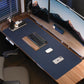 Leather Desk Pad Protector - 48 x 24" Computer Mat, Large Mouse Pad, Non-Slip, Waterproof PU Leather Blotter, Desk Cover for Office and Home (Midnight Blue)