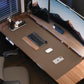 Leather Desk Pad Protector- 48" x 17" Office Desk Mat, Non-Slip PU Leather Mouse Pad, Waterproof Desk Blotter Mat, Desk Cover for Office and Home (Dark Khaki)