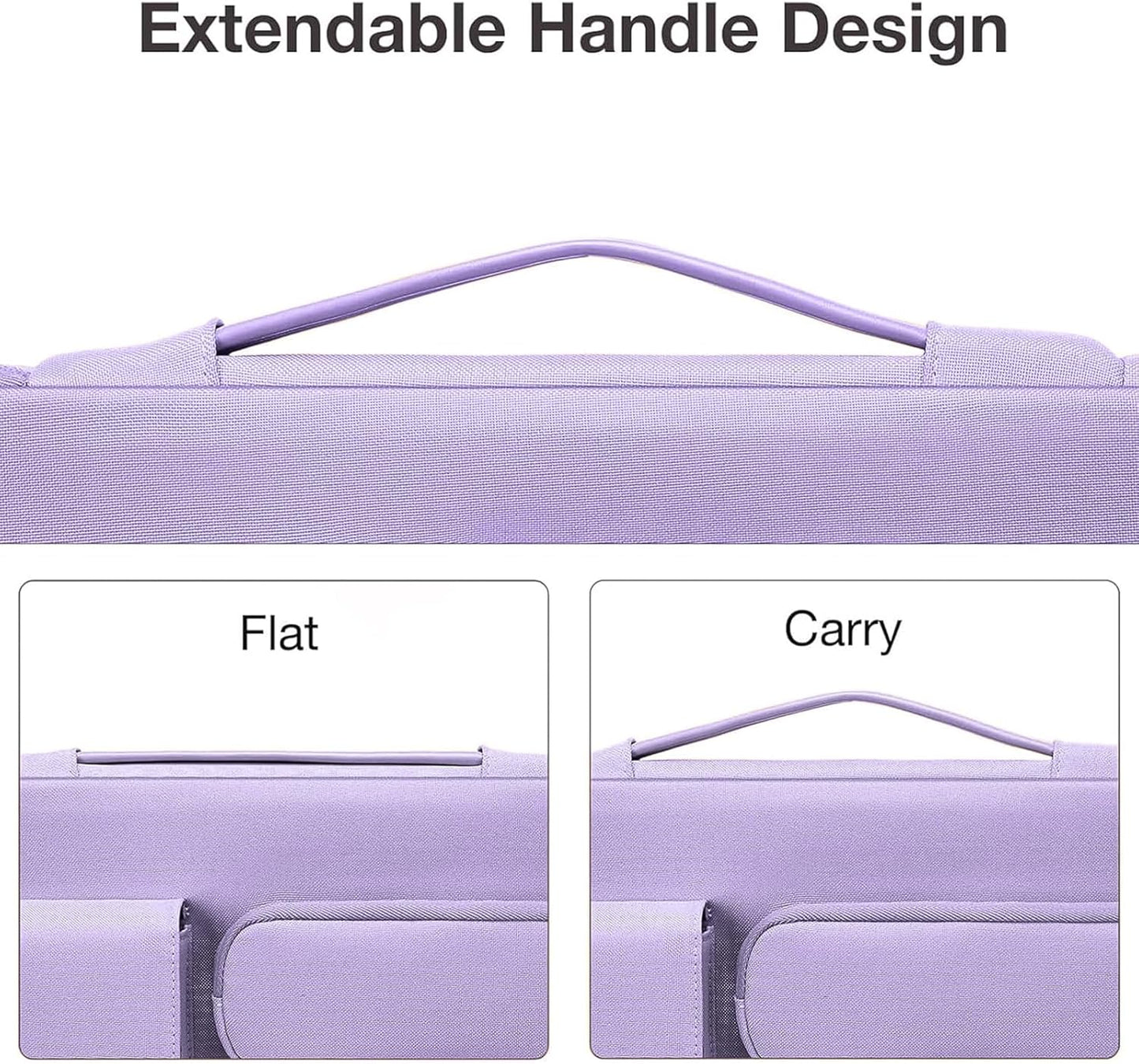 MOSISO 360 Protective Laptop Case 13.3 inch, 13-13.3 inch Laptop Sleeve Compatible with MacBook Air/Pro 13 / Pro 14, HP Dell ASUS Lenovo, Side Open Bag with 2 Raised&1 Flapover Pockets, Purple