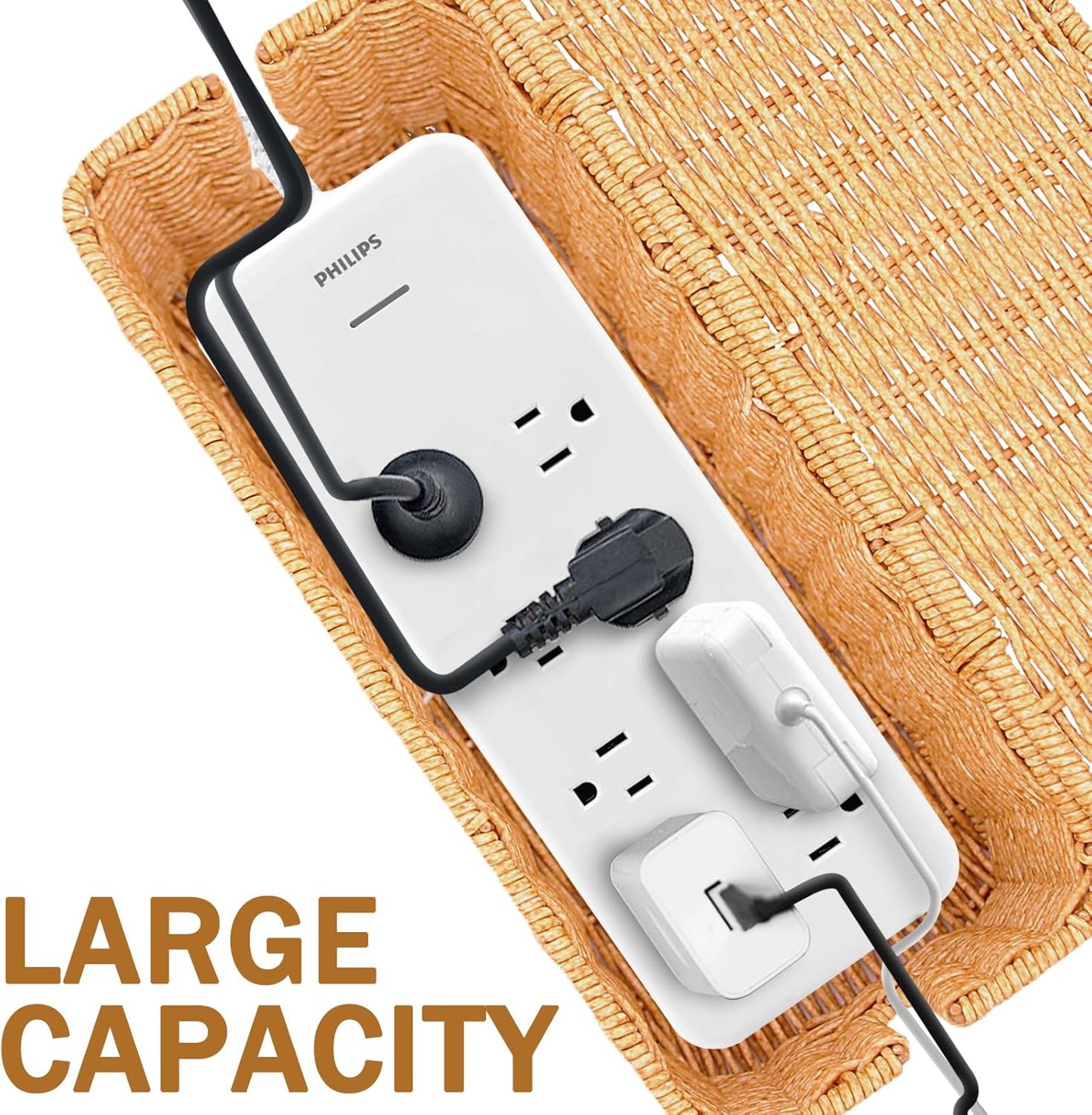 Cable Management Box, Handmade Imitation Rattan Cord Cable Organizer, Cable Raceway Open Slots Cords Hider Box for Computer Router USB Hub & Power Strip