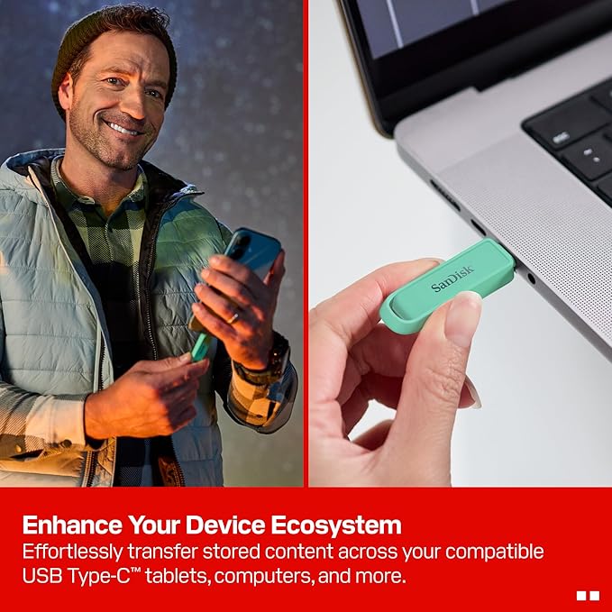 SANDISK 256GB Phone Drive with USB Type-C - for Smartphones, Tablets, and Computers - Up to 150MB/s, USB 3.2 Gen 1 - Seafoam Green - SDIXS0N-256G-GN6NQ
