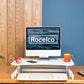 Rocelco 32" Height Adjustable Standing Desk Converter - Sit Stand Computer Workstation Riser - Dual Monitor Retractable Keyboard Tray Gas Spring Assist - Black (R EADRW)