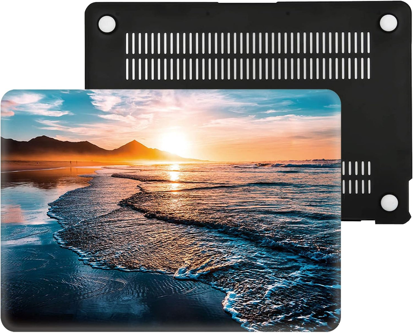 Beach Sunset Hard Case Compatible with MacBook Air 13 Inch Case 2017 2016 2015 2014 2013 2012 2011 2010 Release A1466/A1369,AMCJJ Plastic Hard Shell Cover & Keyboard Cover &Screen Protector