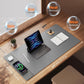 TopMade Mouse Pad with 15W Wireless Charging, XXL Large Leather Desk Mat, Waterproof Gaming Mousepad Home Office Desk Pad Protector, Computer Keyboard Pad, Mouse Mat for for MacBook, PC, Laptop, Gray
