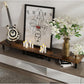 Dual Monitor Stand - 43.7 inch Extra Long Wide TV Stand - Wood & Steel Leg Desktop Riser - Desk Organization - Home Office (Vintage)