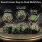 PJOY Metal Dice Set D&D for Dungeons and Dragons Green Metal Druid DND Dice with Case Meteorite Bronze 16mm 7PCS Role Playing Cool DND Gifts for Players DM Game Masters