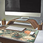 Light Emerald and Orange Floral Desk Mat, XXL Large Extended Mouse Pad Gaming Desk Pad, Aesthetic Asian Lotus Flower Big Laptop Keyboard and Mouse Mat for Women Desktop Office Decor 31.5x15.7 in