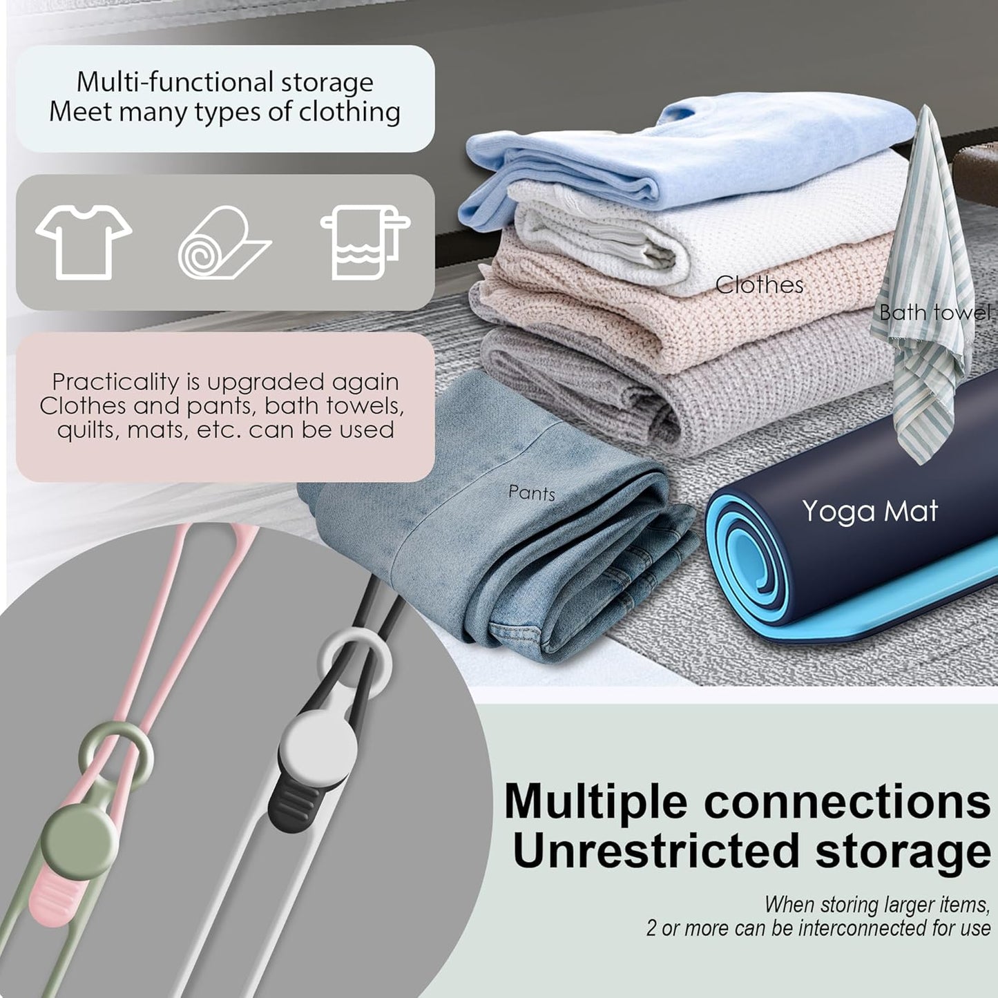 Nearockle Silicone Cable Ties Cord Organizer for Cable Management, 24PCS 4.2" and 7.1" Reusable Cable Organizer Electronic Accessories for Home, Office, Kitchen, School, Travel (4 Colors)