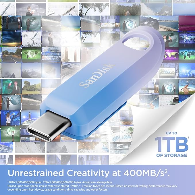 SANDISK 1TB Creator USB-C Flash Drive - Up to 400MB/s, USB Type-C – Compatible with Laptops and Tablets- 3 Months of Adobe Lightroom Included - SDCZ75C-1T00-G46
