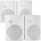 STUDIOFINIX 800W 6.5 Inch Bluetooth Outdoor Speakers Waterproof Wired with Multifunctional Amplifier Wall Mount Weatherproof Loudspeaker System for Patio Garden Poolside Home(4 Speakers,White)