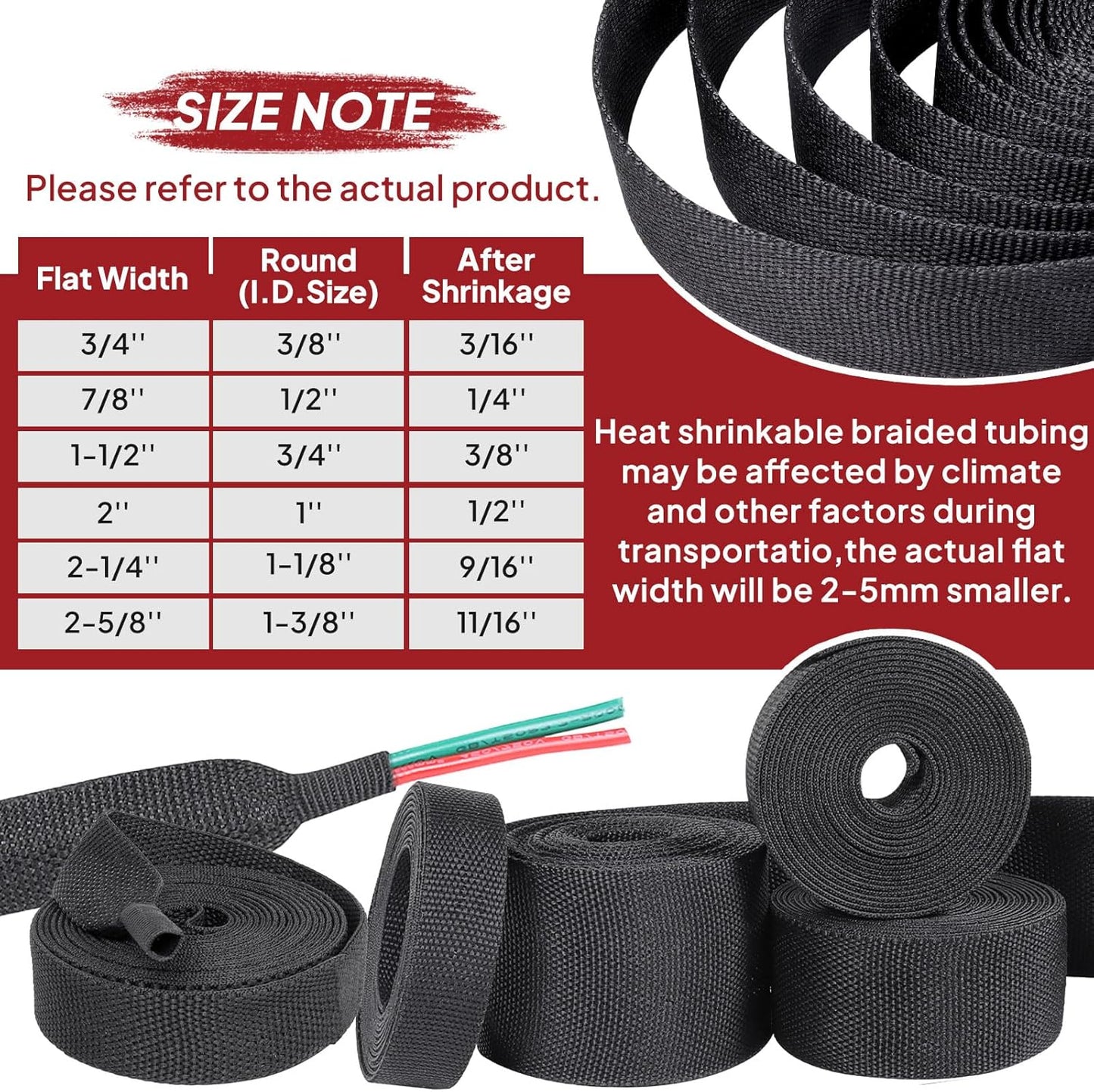 Heat Shrink Fabric Tubing Braided Sleeving 2:1 - Abrasion Protection Flexibility Wiring Harness Cable Sheath (3/8" ID, 30ft)