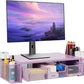 Computer Monitor Stand Riser with Drawer and Pen Holders, Desk Organizer Shelf and Accessories, Office Desk Accessories, Office Organization, Purple
