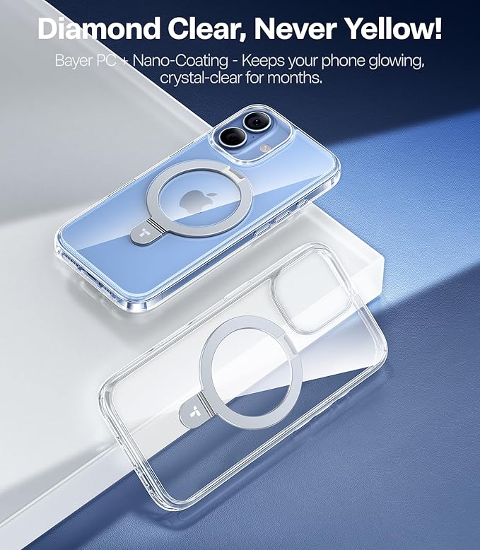 TORRAS Ostand for iPhone 17 Case Clear, Fit for MagSafe, 4X Military Drop Protection, Camera Control, Slim Magnetic Phone Case for iPhone 17 with Stand, Soft Edge, Anti Yellowing Cover 6.3", Clear