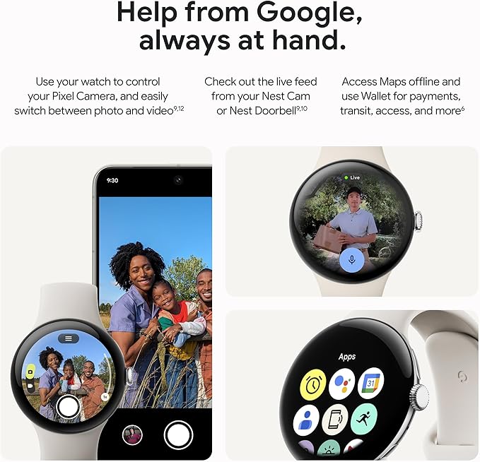 Google Pixel Watch 3 (45mm) 2024 Model - Android Smartwatch, Heart Rate Tracking, Fitbit Advanced Running, Fitness Insights, 24-Hour Battery - Matte Black Aluminum Case - Obsidian Band - LTE