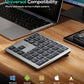 Nulea Wireless Number Pad Bluetooth 5.0 & 2.4G Portable Numeric Keyboard, USB-C Rechargeable, 34-Keys Bluetooth Keyboard for Data Entry, Compatible for Laptop, Mac, iMac, Tablet, PC Desktop