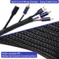 Cable Management Sleeves 1in - 2 Pack 6.6ft Split Braided Sleeve Black, Protectors From Pets, Wire Organizers, Flexible Wrap for Computer Cord Management