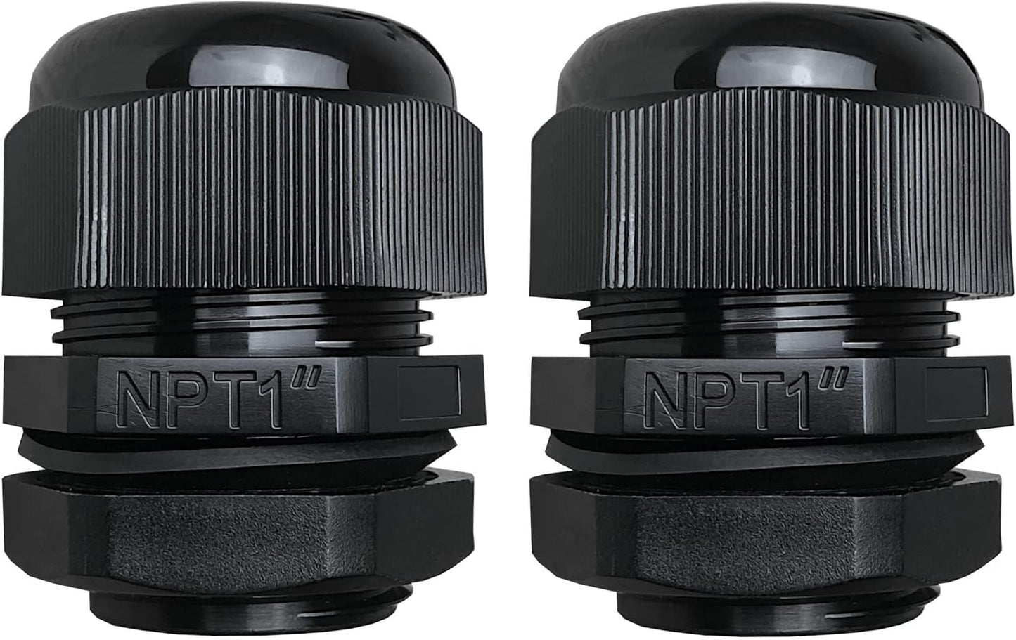 MGI SpeedWare 1" NPT Strain Relief Nylon Cord Grip Cable Glands, Black Plastic Grommet 2-Pack