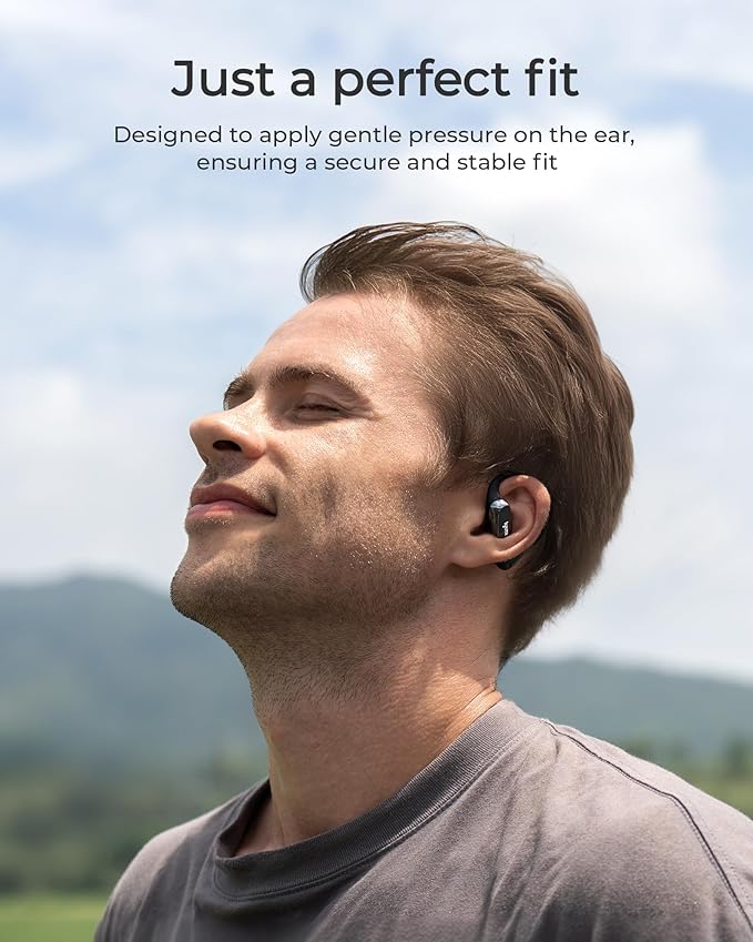 Lytmi CozyFit Open Ear Headphones, 0.23oz Ultra-Light Comfortable Wireless Earbuds, 0.6mm Thinnest Earhooks, Bluetooth 5.4, Clear Audio, 30 HRS Playtime, IPX5 Waterproof Earphones with Mic (Black)