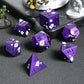 Matt Purple D&D Metal Dice, DNDND 7 PCS Heavy Metallic DND Dice Set with Gorgeous Gift Case for Dungeons and Dragon Tabletop Game (Matte Purple with White Flowers)