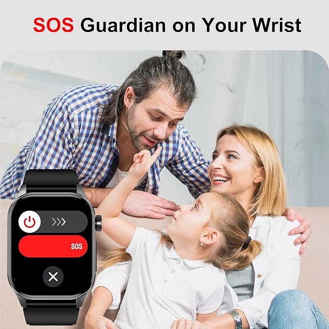 Advanced Health Smartwatch for Women Men with Real-Time Monitoring of Heart Rate, Blood Oxygen, Body Temperature, Blood Pressure, Sleep Quality and Stress Levels.Always-On Display (Blue)