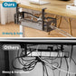 Litwaro Under Desk Cable Management Tray 2 Pack, No Drill, Organizer with Clamp Easy to Install for Standing Cord Organizer, Wire Damage Desk, Black, 13.38''-2 pack