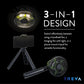 Treva 5 Inch Tripod Fan with Built-In Light and Attachable Phone Mount, Rechargeable 3-Speed Mini Fan with Handle for Travel, Camping, Outdoors