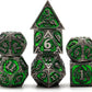 PJOY D&D Dice Set Metal DND Green Dice with Case Compatible with Dungeons and Dragons Ranger Gifts