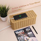 2Pack Large Cable Management Box, Handwoven Imitation Rattan Cord Organizer Cord Hider Box, Cable Organizer Box for Desk, Cord Management Box to Hide Cords and Power Strips