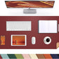 Desk Mat 35" x 17" Leather Desk Pad Protector with Natural Cork & PU Leather, Non-Slip Office Desk Mat, Double-Sided Large Mouse Pad, Waterproof Desk Cover for Office&Home (red)